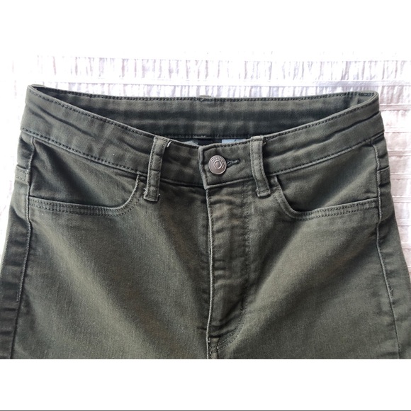 Army Green High Waisted Skinny Jeans - Picture 2 of 11
